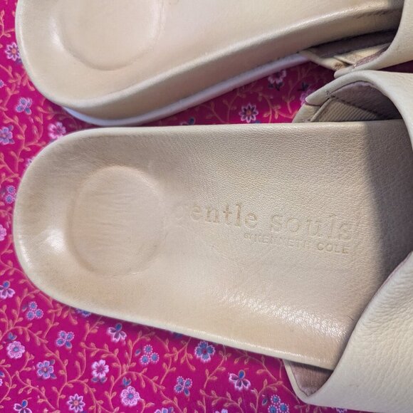 Gentle Souls Kenneth Cole Iona Leather Butter Yellow Slide Sandal Minimal Boho - Picture 7 of 10